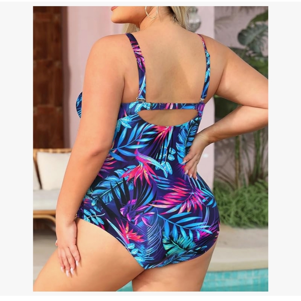 Womens One Piece Floral Swimsuits Plus Size